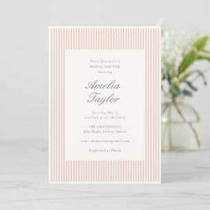 Invitation Douce Robe de Mariée Rose Pastel Rayure Crème Clas