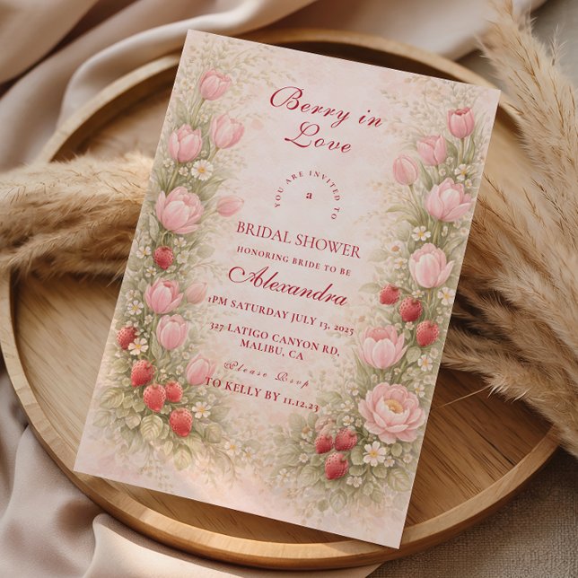 Invitation Douce Romance de Fraise pour la Mariée (Créateur téléchargé)