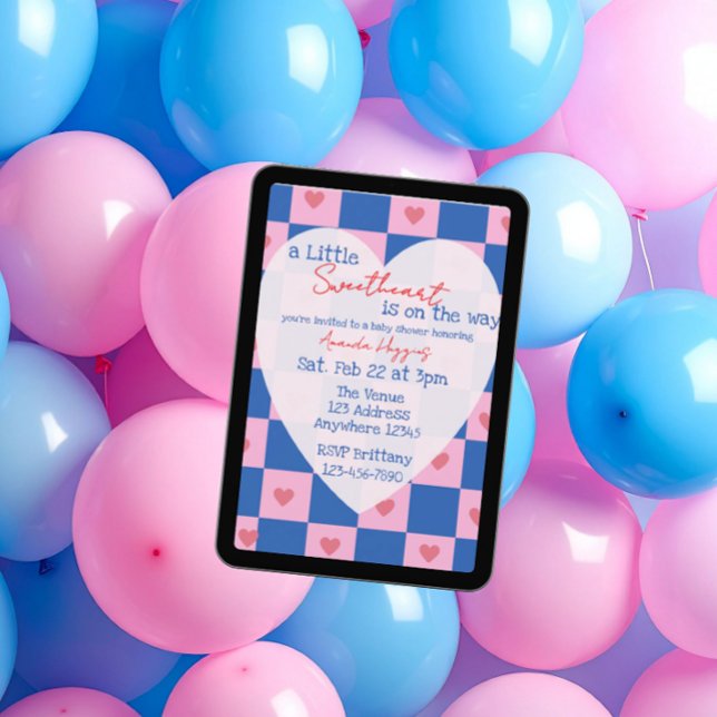 Invitation Douce Rose Bleu Vichy Baby Shower (Créateur téléchargé)