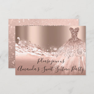 Invitation Douce Rose de 16ème partie Parties scintillant or