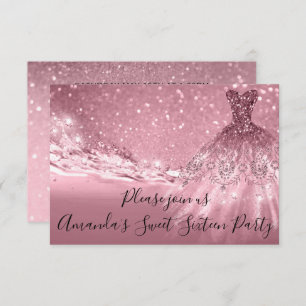 Invitation Douce Rose de 16ème Partie Parties scintillant ros