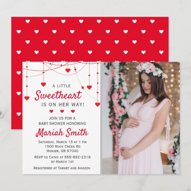 Invitation Douce Saint-Valentin Fille Garçon Baby Shower (Devant / Derrière)