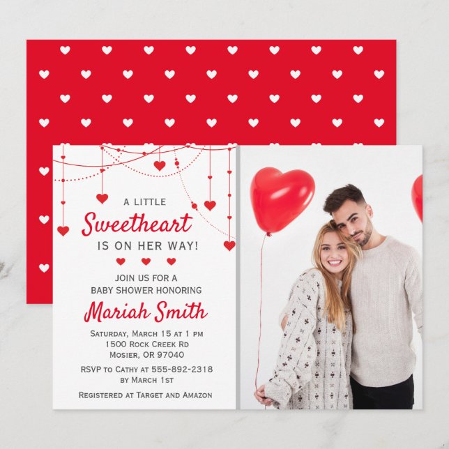 Invitation Douce Saint-Valentin Fille Garçon Baby Shower (Devant / Derrière)