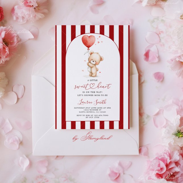 Invitation Douce Saint-Valentin Ours en Peluche Baby Shower (Créateur téléchargé)