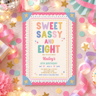 Invitation Douce Sassy Et Huit Fille Fantaisiste 8ème Anniver