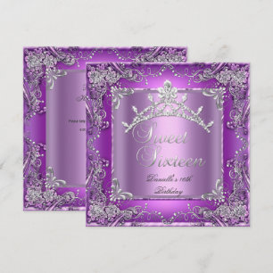 Invitation Douce Seize 16 16ème Anniversaire Fête Violet
