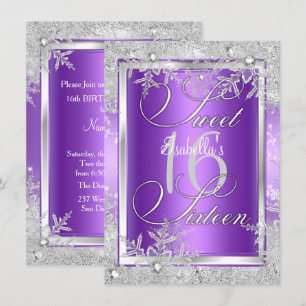 Invitation Douce Seize 16 Hiver Pourpre Merveilleux