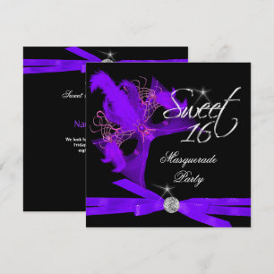Invitation Douce Seize 16 Mascarade Violet Noir