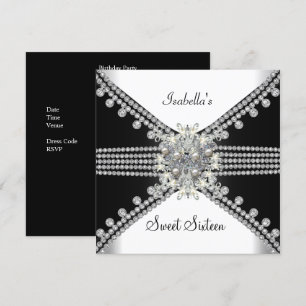 Invitation Douce Seize Ans Papillon Noir Blanc