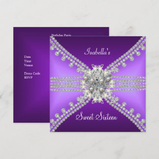Invitation Douce Seize Ans Papillon Violet Argent 3