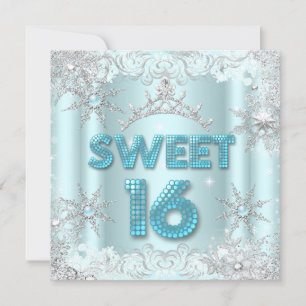 Invitation Douce Seize Ans Sweet 16 Flocon de neige sarcelle