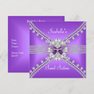 Invitation Douce Seize Douce 16 Papillon Lilas Perle 2