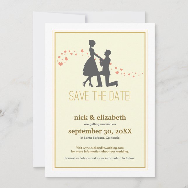 Invitation Douce Silhouette Proposition Date de sauvegarde (o (Devant)