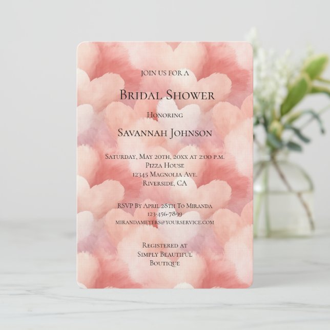 Invitation Douce Sur Vous Cœurs Roses De Mariée (Debout devant)