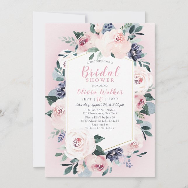 Invitation Douce teinte florale botanique en fleurs pour Baby (Devant)