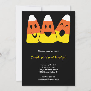 Invitation Douce trio de maïs sucré trick or treat Halloween