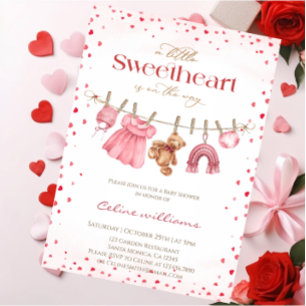 Invitation Douce valentine clothesline baby shower