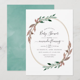Invitation Douce végétation rustique à l'aquarelle Baby Showe