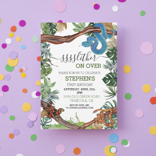 Invitation Doucement sur Snake Reptile Lover Anniversaire (Créateur téléchargé)