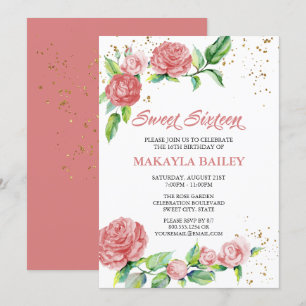 Invitation Douces 16 Roses Roses Vintage Fête d'anniversaire