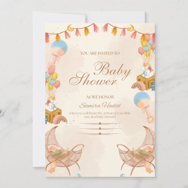Invitation Douces Débuts Baby Shower (Devant)