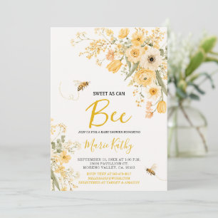 Invitation Douces fleurs jaunes comme des abeilles Baby Showe