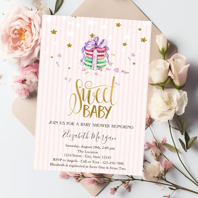 Invitation Douces Macarons Bébé Étoiles  Baby Shower (Créateur téléchargé)