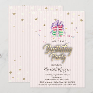 Invitation Douces Macarons Bébé Étoiles Fête d'anniversaire
