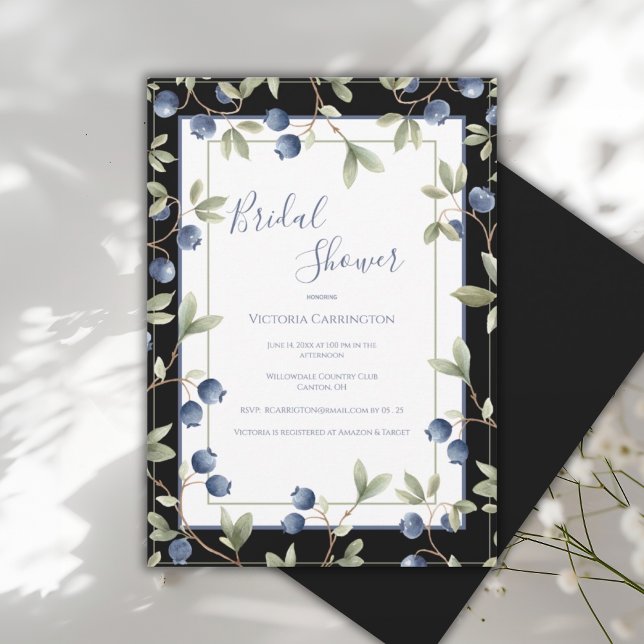 Invitation Douces Myrtilles Élégante Fête de Mariage (Créateur téléchargé)