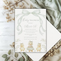 Douces poussins Ruban Vert Sauge Baby Shower Vinta