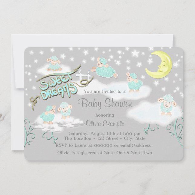 Invitation Douces Rêves Mouton Baby Shower (Devant)