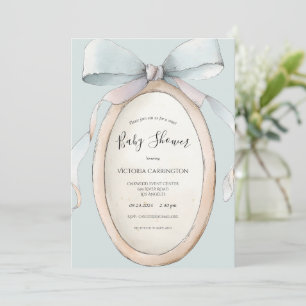 Invitation Douces Rubans et Nœuds Papillon Vintage Bleu Baby