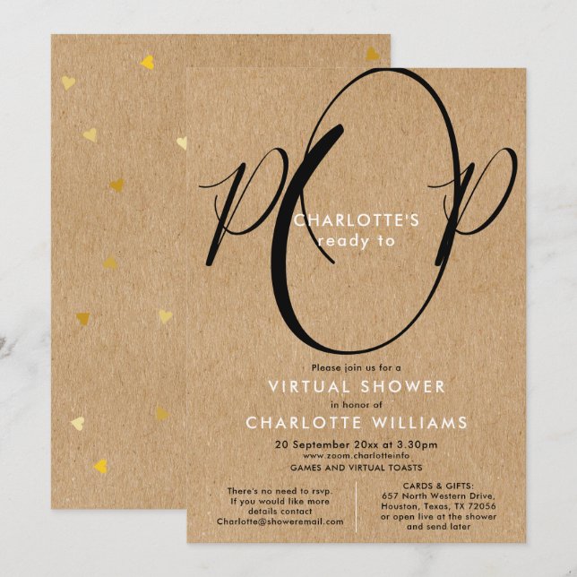 Invitation Douceur à distance en ligne virtuelle par courrier (Devant / Derrière)