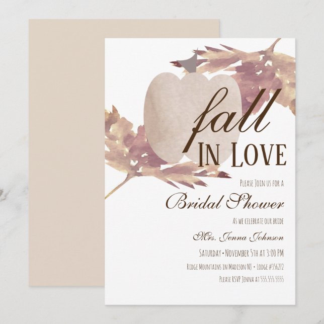 Invitation Douceur d'automne Mariage Shower de Fiançailles à  (Devant / Derrière)