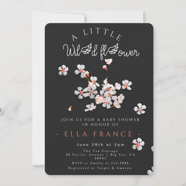 Invitation Douceur de fleurs sauvages pour Baby Shower  (Devant)