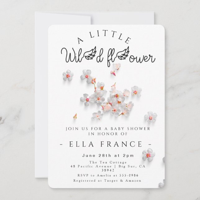 Invitation Douceur de fleurs sauvages pour Baby Shower  (Devant)