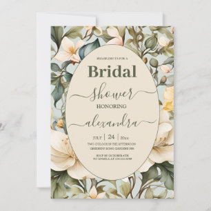 Invitation Douceur de Lys Blanc Aquarelle Shower de Mariage