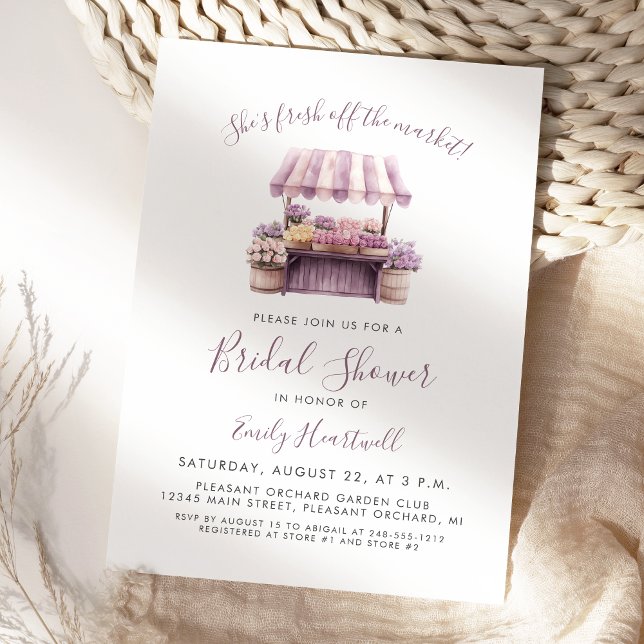 Invitation Douceur de Marché Floral Rose Lavande pour une Mar (Créateur téléchargé)
