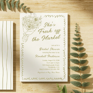 Invitation Douceur de Marché Vert Sauge Baby Shower