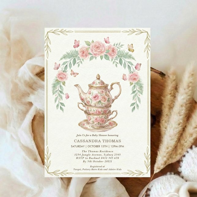 Invitation Douceur en cours de préparation Papillon Floral Ba (Créateur téléchargé)