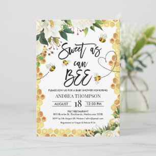 Invitation Douceur Florale Blanche Comme Peut Être Baby showe