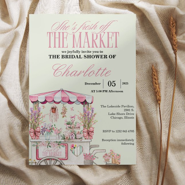 Invitation Douceur Florale pour une Baby Shower "Fresh Off th (Fresh Off the Market Bridal Shower Floral Chic )
