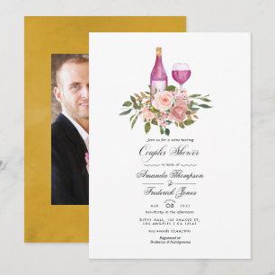 Invitation Douceur Florale Rose et Or Tasting de Vin Enterrem