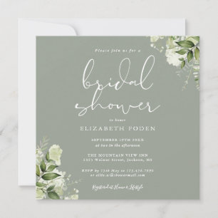 Invitation Douceur Florale Sauge Verte Baby Shower