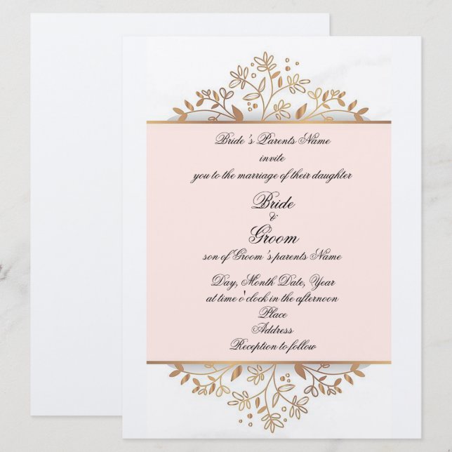 Invitation Douceur nuptiale (Devant / Derrière)