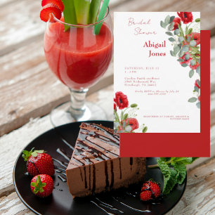 Invitation Douceur Poétique Rouge Fête de Mariage