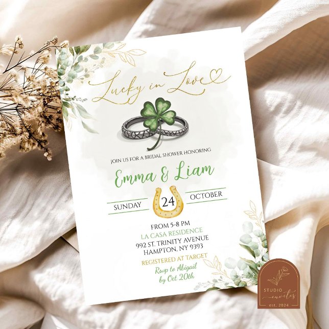 Invitation Douceur verte Fête de mariage chanceuse Shamrock (Créateur téléchargé)