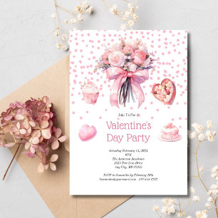 Invitation Douceurs Florales Roses Saint-Valentin Galentine's