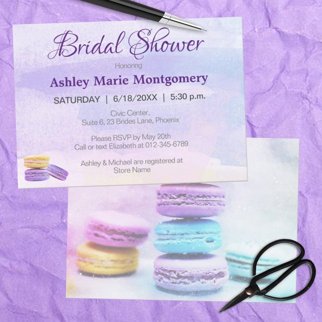 Invitation Douceurs Macaron Aquarelle Colorée pour Enterremen (Créateur téléchargé)