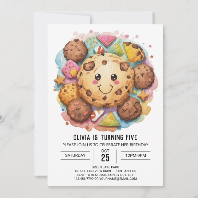 Invitation Douceurs roses Cookies modifiables Anniversaire (Devant)